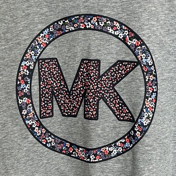 Michael Kors Heather Gray Sweatshirt with Floral MK Logo - L - EUC - Picture 2 of 4